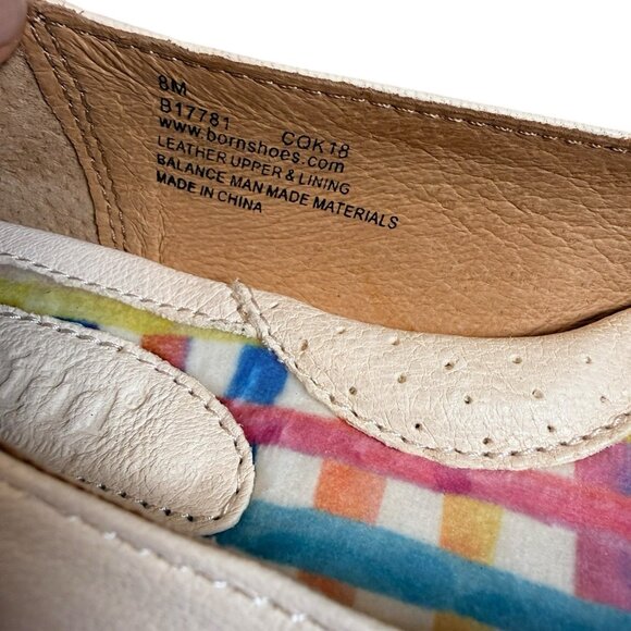 Born Lilly Ballet Flats Leather Size 8M Beige Draped Round Toe Casual Comfy - Picture 2 of 8